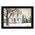 Winter Porch Black Framed Print Wall Art on a white background