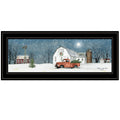 Winter on The Farm 2 Black Framed Print Wall Art on a white background