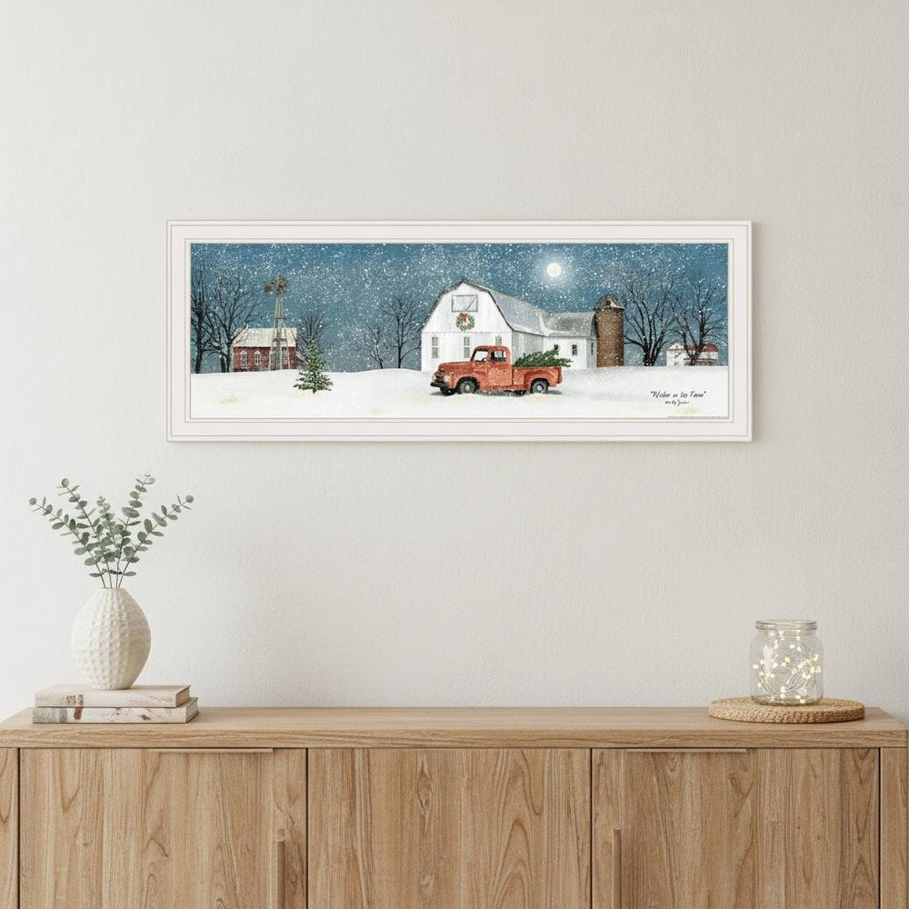 Winter on The Farm 3 White Framed Print Wall Art