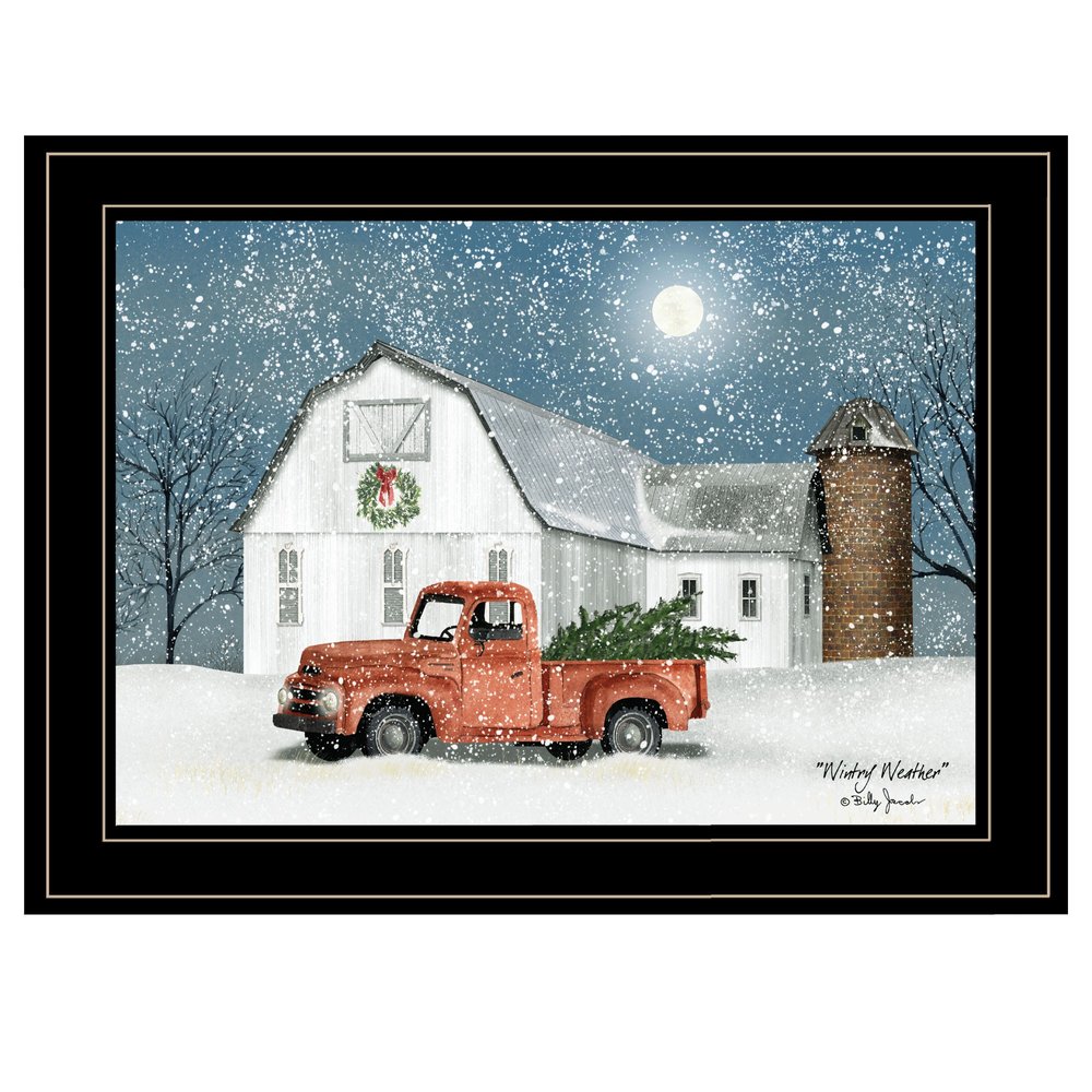 Wintry Weather 3 Black Framed Print Wall Art on a white background