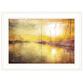 Yellow Sunset White Framed Print Wall Art on a white background