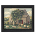 Wooly Sheep Black Framed Print Wall Art on a white background