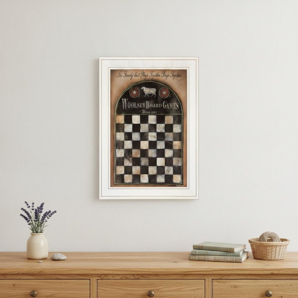 Woolsey Board Game 1 White Framed Print Wall Art in a home interior