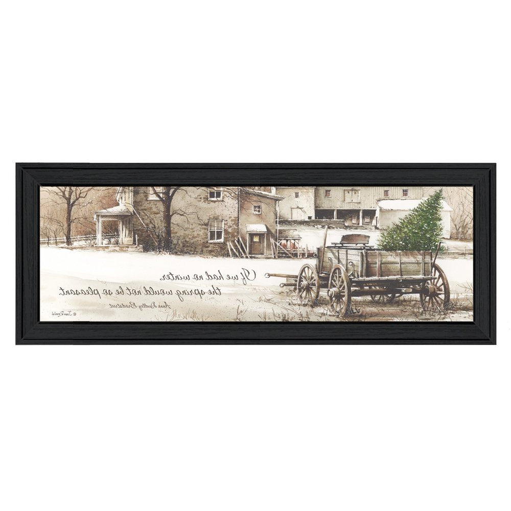 Winter Black Framed Print Wall Art on a white background