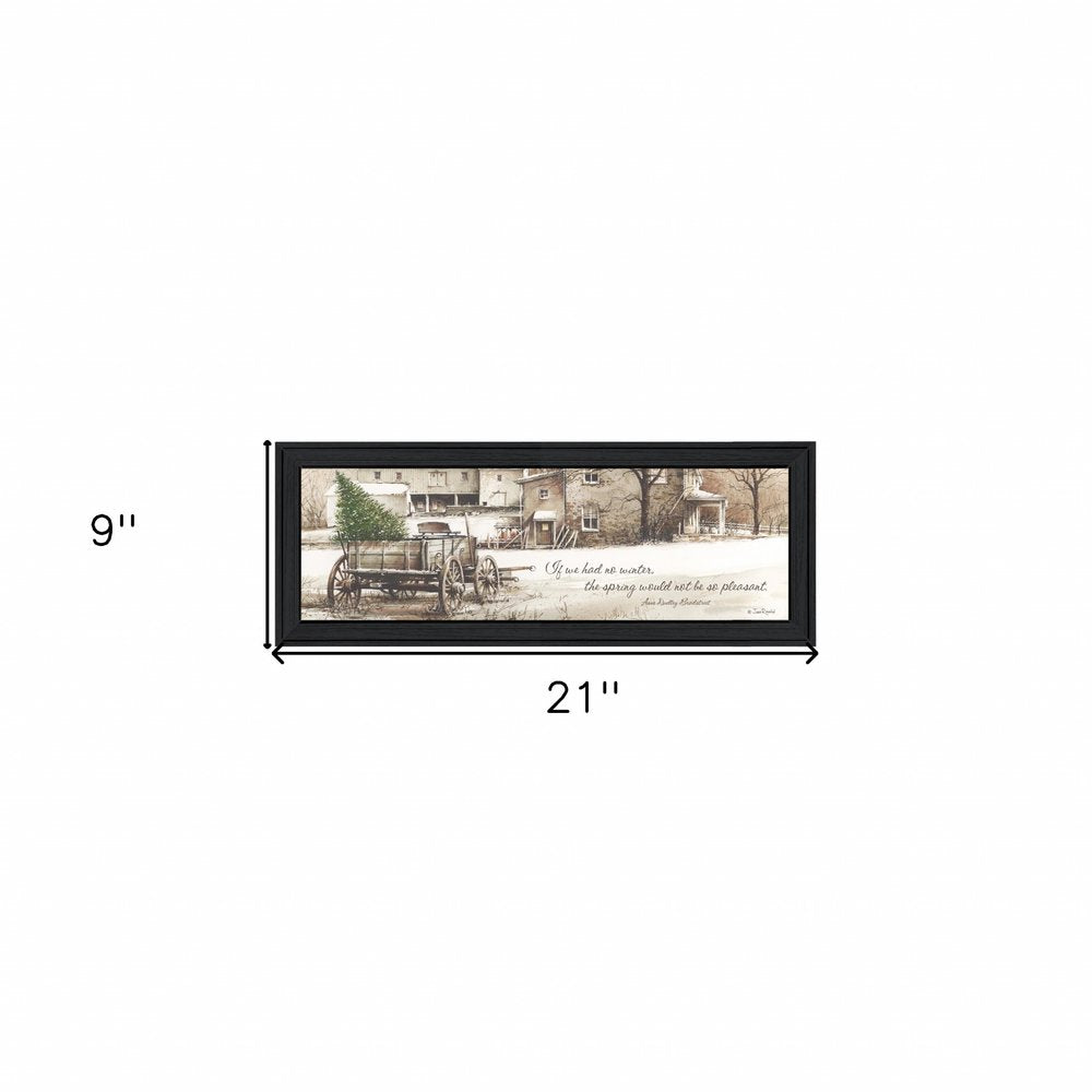 Winter Black Framed Print Wall Art on a white background