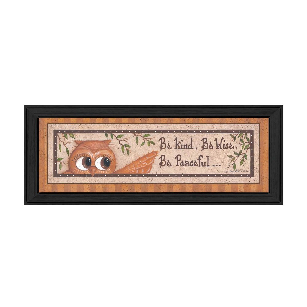Wise Owl Black Framed Print Wall Art on a white background