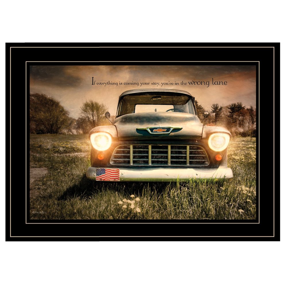 Wrong Lane 2 Black Framed Print Wall Art on a white background