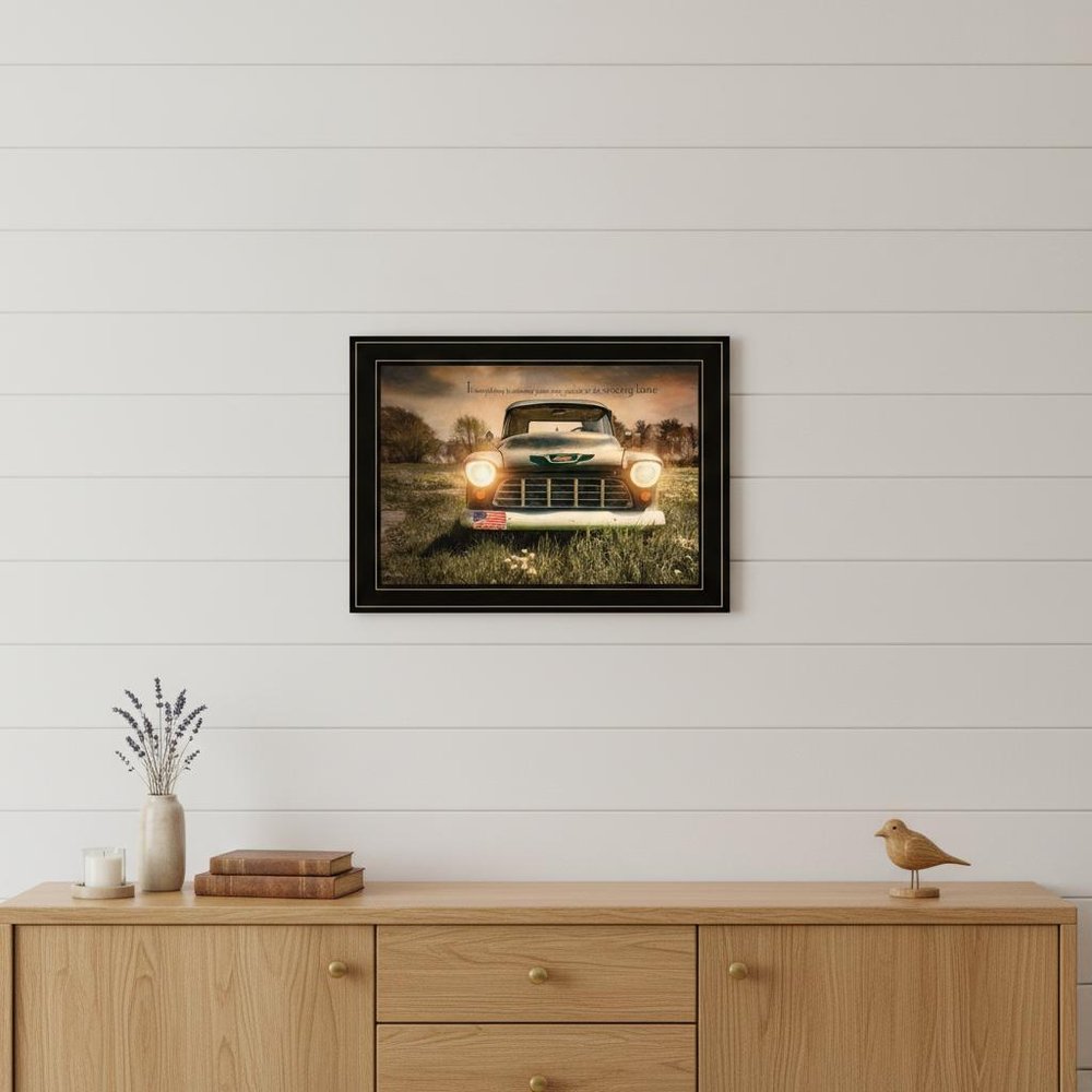 Wrong Lane 2 Black Framed Print Wall Art in a home interior