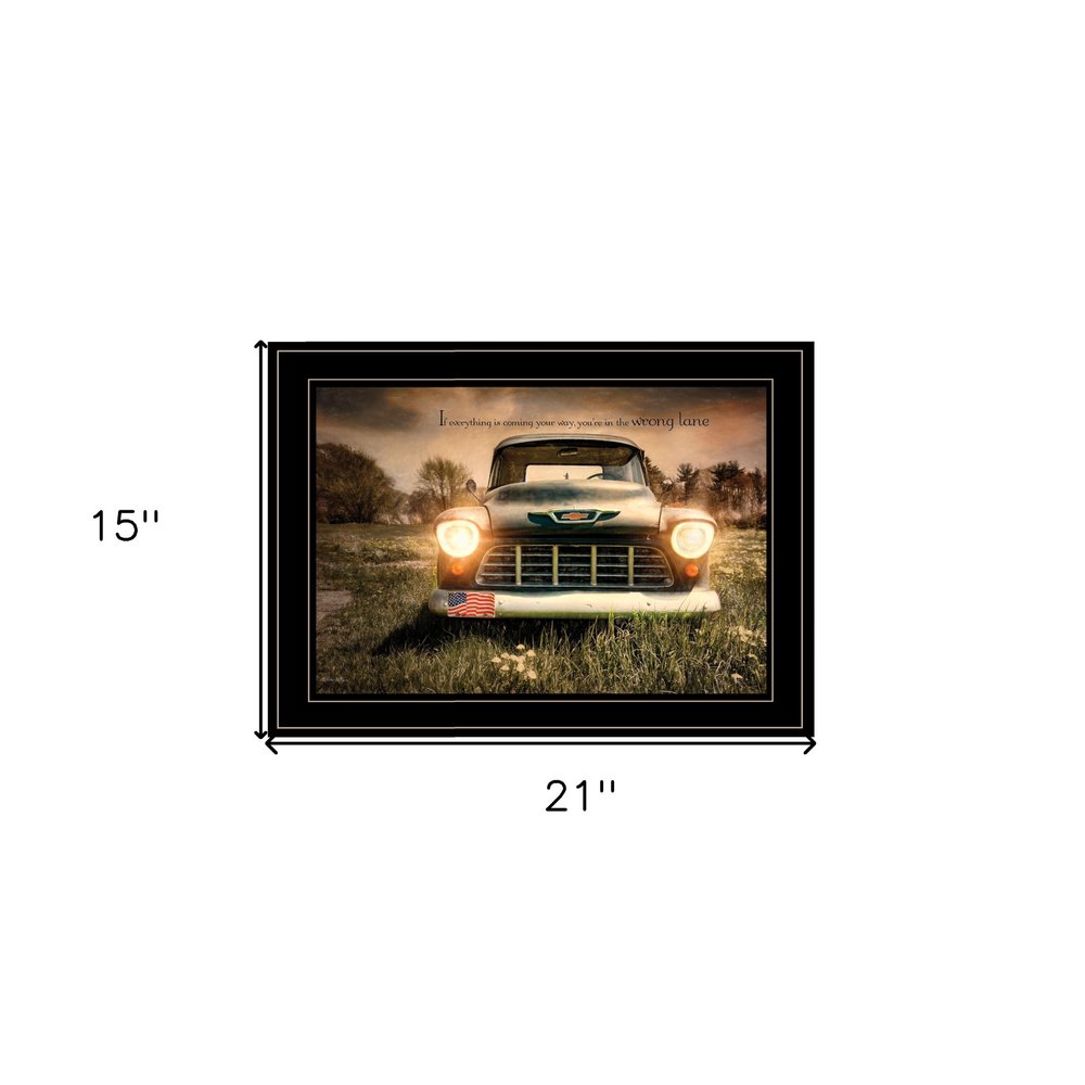 Wrong Lane 2 Black Framed Print Wall Art on a white background