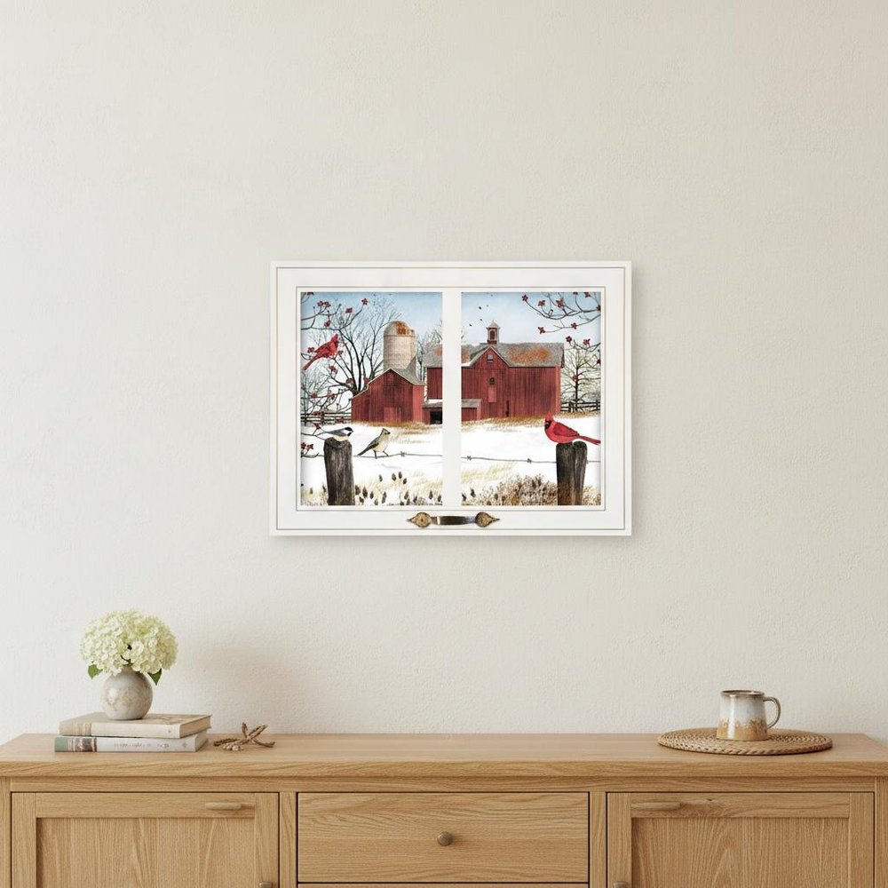 Winter Friends 5 White Framed Print Wall Art in a home interior