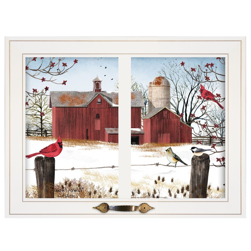 Winter Friends 5 White Framed Print Wall Art on a white background