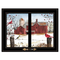 Winter Friends 6 Black Framed Print Wall Art on a white background
