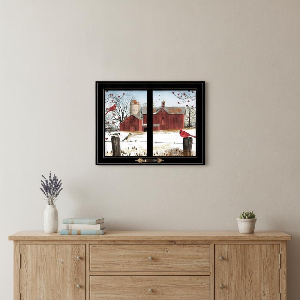 Winter Friends 6 Black Framed Print Wall Art in a home interior