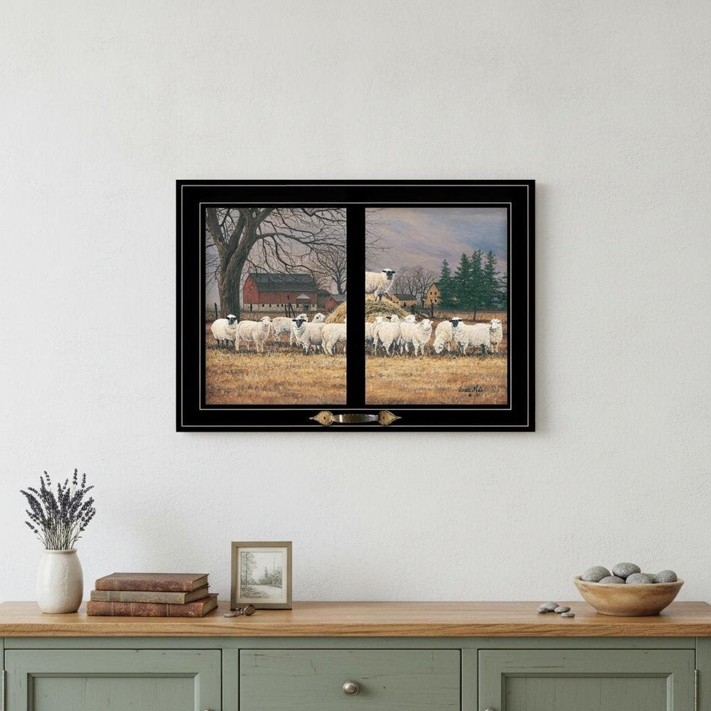 Wool Gathering 3 Black Framed Print Wall Art in a home interior