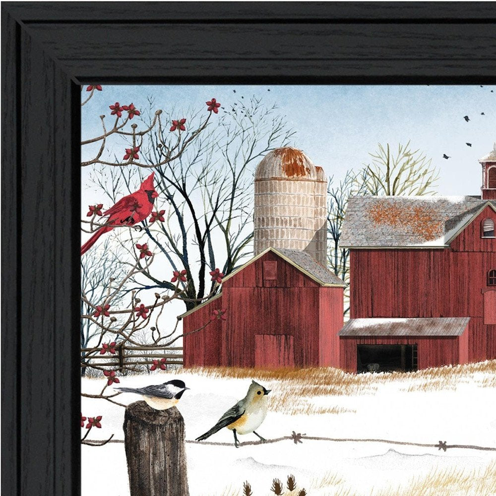 Winter Friends 4 Black Framed Print Wall Art close-up detail