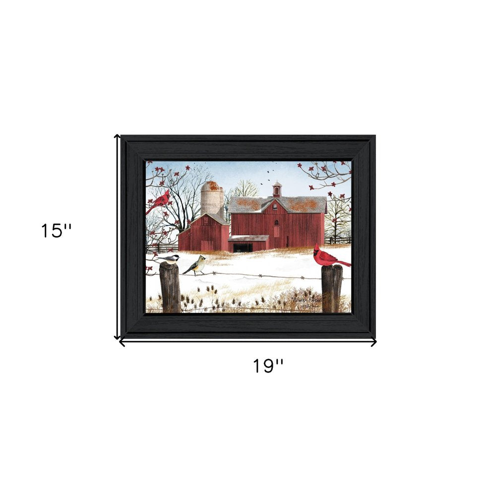 Winter Friends 4 Black Framed Print Wall Art on a white background