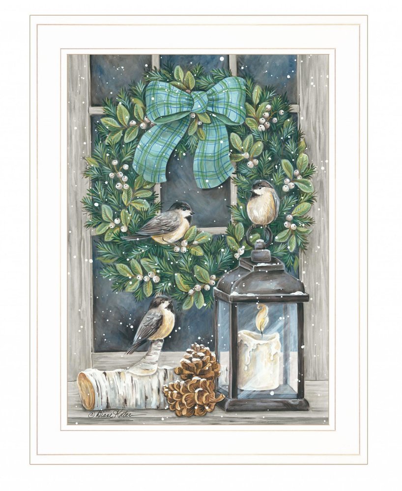 Winter Wreath 1 White Framed Print Wall Art on a white background
