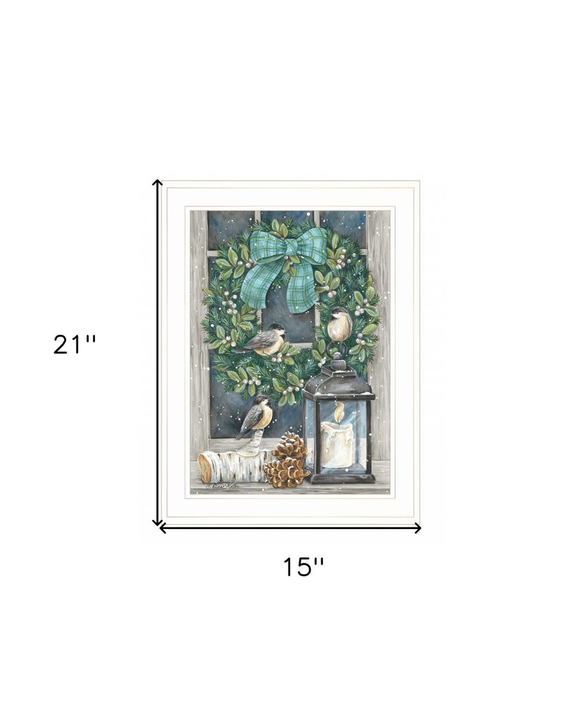 Winter Wreath 1 White Framed Print Wall Art on a white background