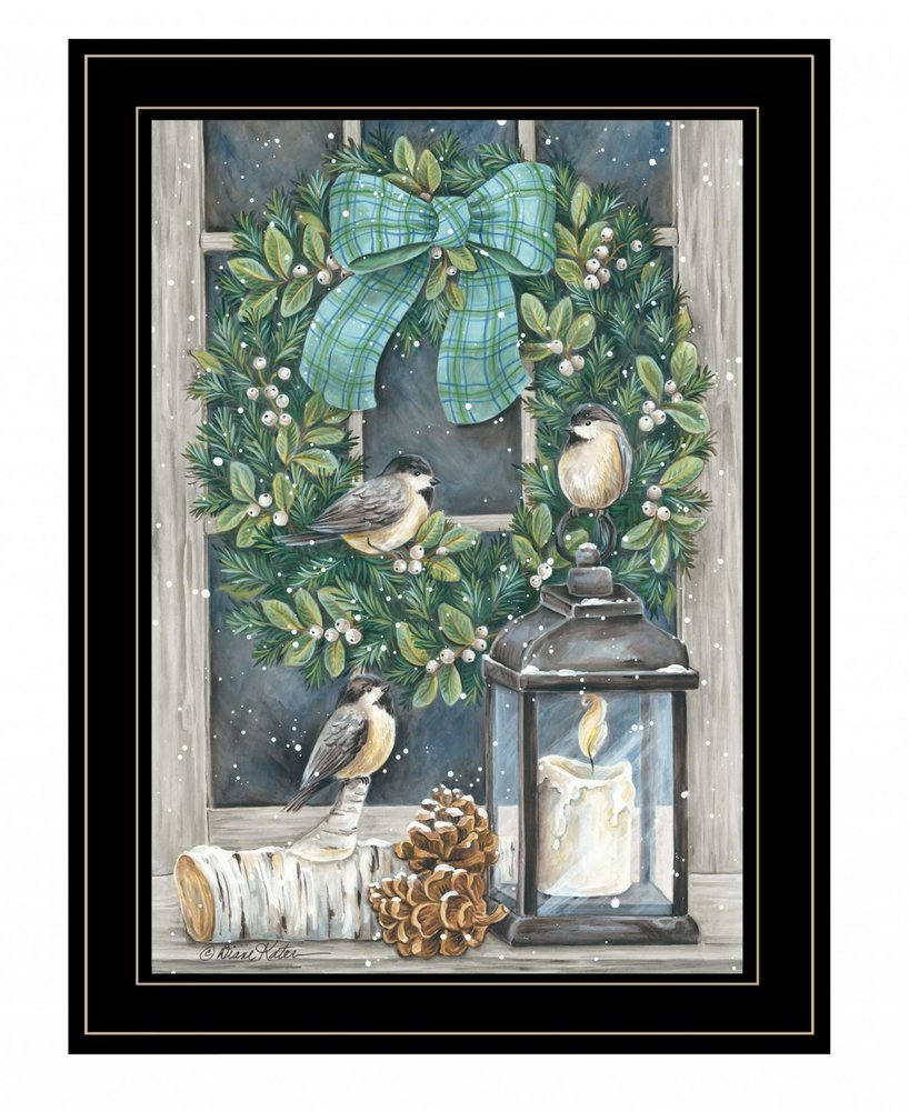 Winter Wreath 2 Black Framed Wall Art on a white background