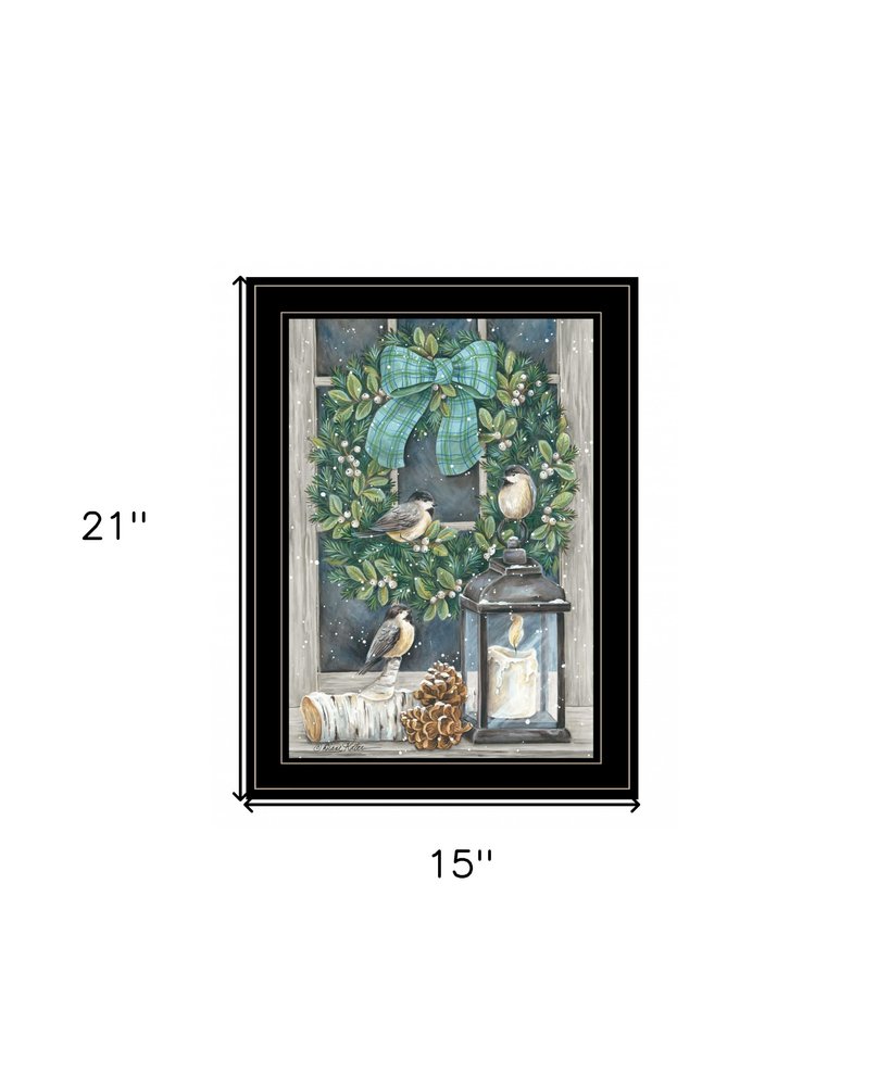 Winter Wreath 2 Black Framed Wall Art on a white background