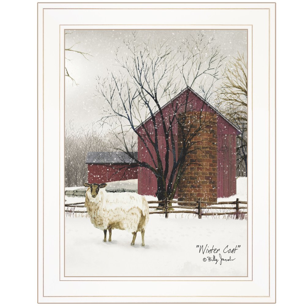 Winter Coat 1 White Framed Print Wall Art on a white background