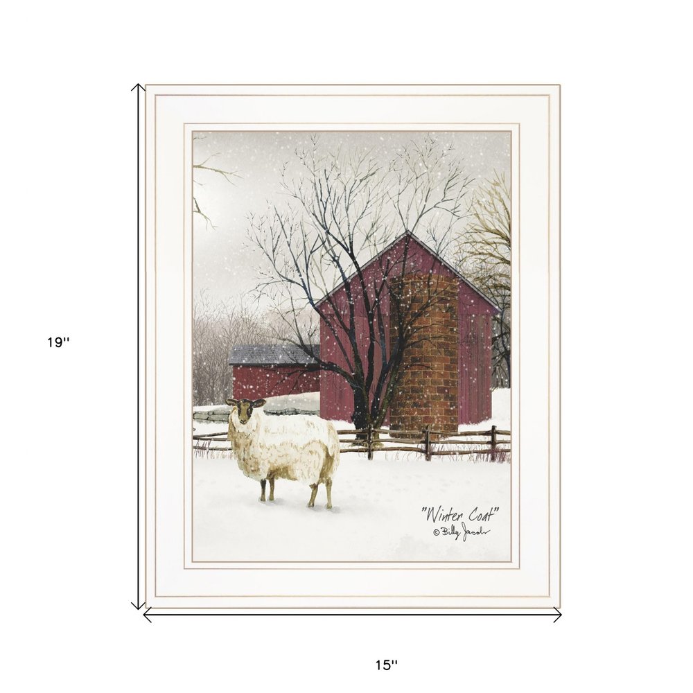 Winter Coat 1 White Framed Print Wall Art on a white background