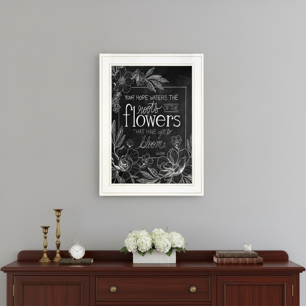Yet to Bloom 3 White Framed Print Wall Art in a home interior