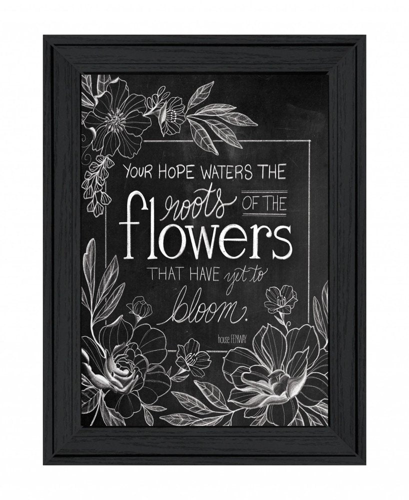 Yet to Bloom 4 Black Framed Print Wall Art on a white background