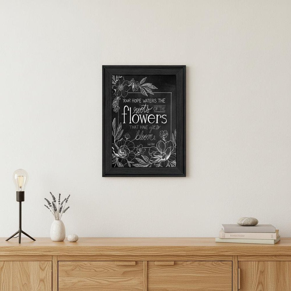 Yet to Bloom 4 Black Framed Print Wall Art in a home interior