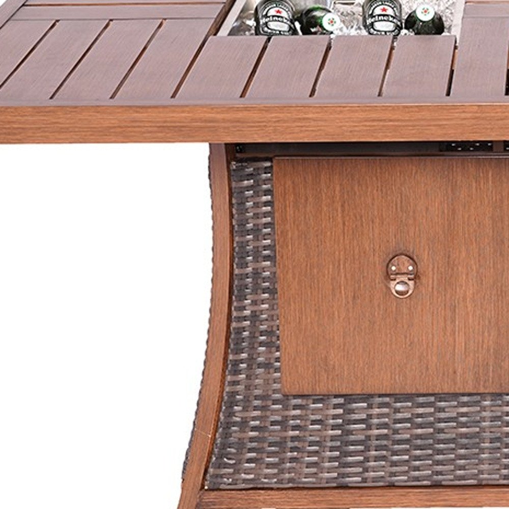 71" Brown Aluminum Cooler Insert with Umbrella Hole