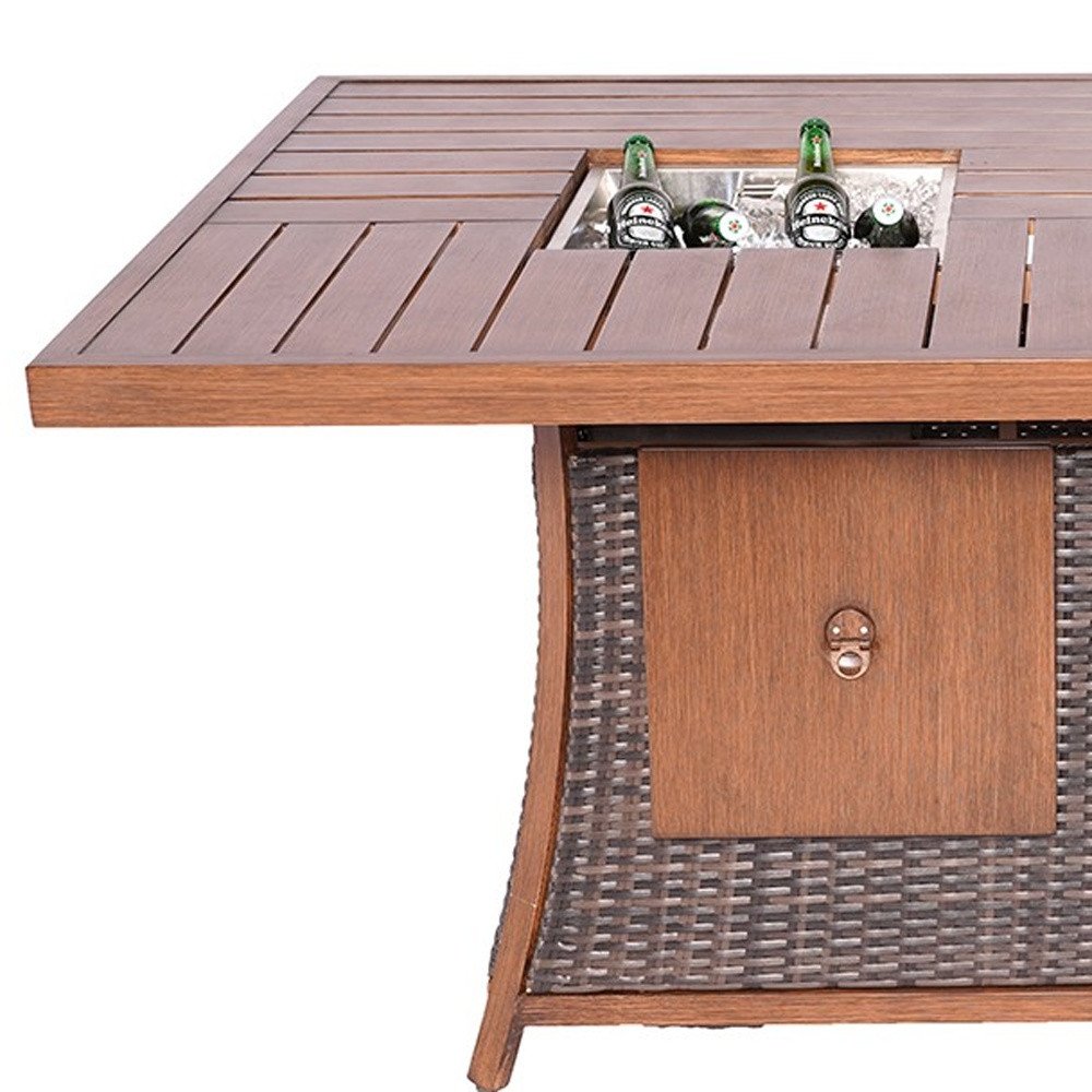 71" Brown Aluminum Cooler Insert with Umbrella Hole on a white background