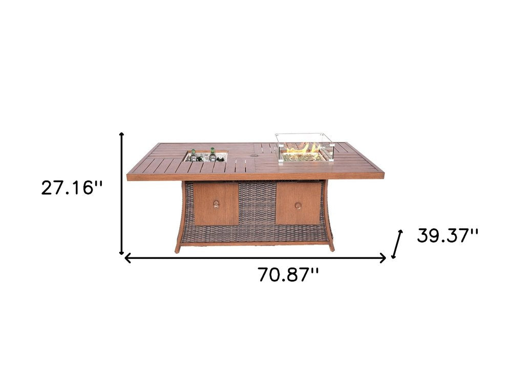 71" Brown Aluminum Cooler Insert with Umbrella Hole on a white background