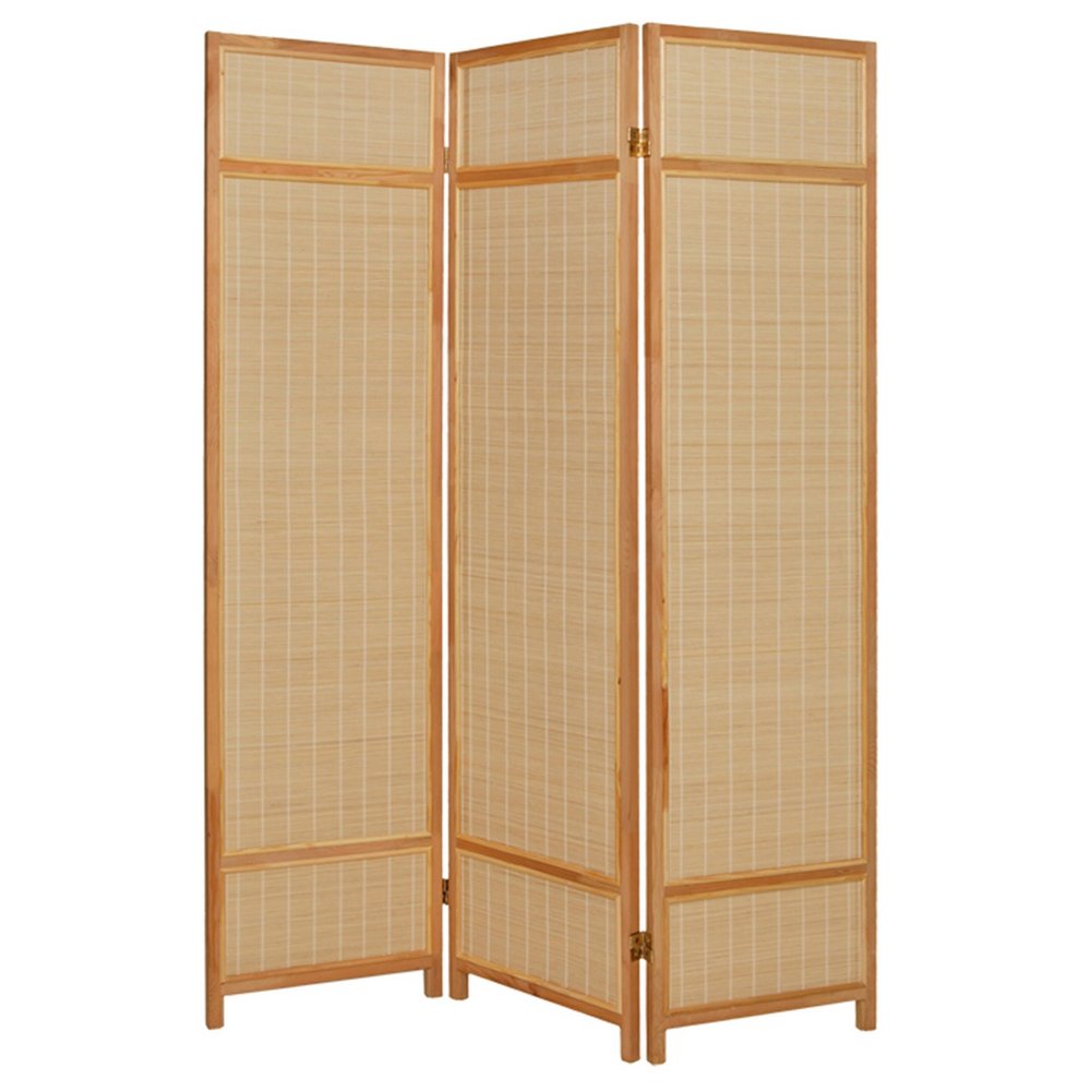 72" Brown Bamboo Panel Screen Room Divider