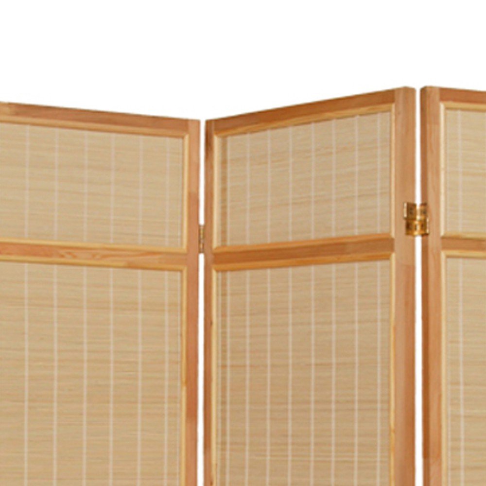 72" Brown Bamboo Panel Screen Room Divider