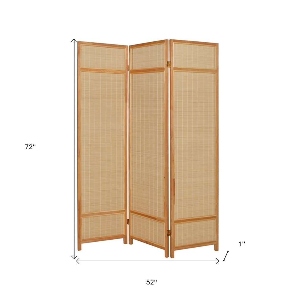 72" Brown Bamboo Panel Screen Room Divider