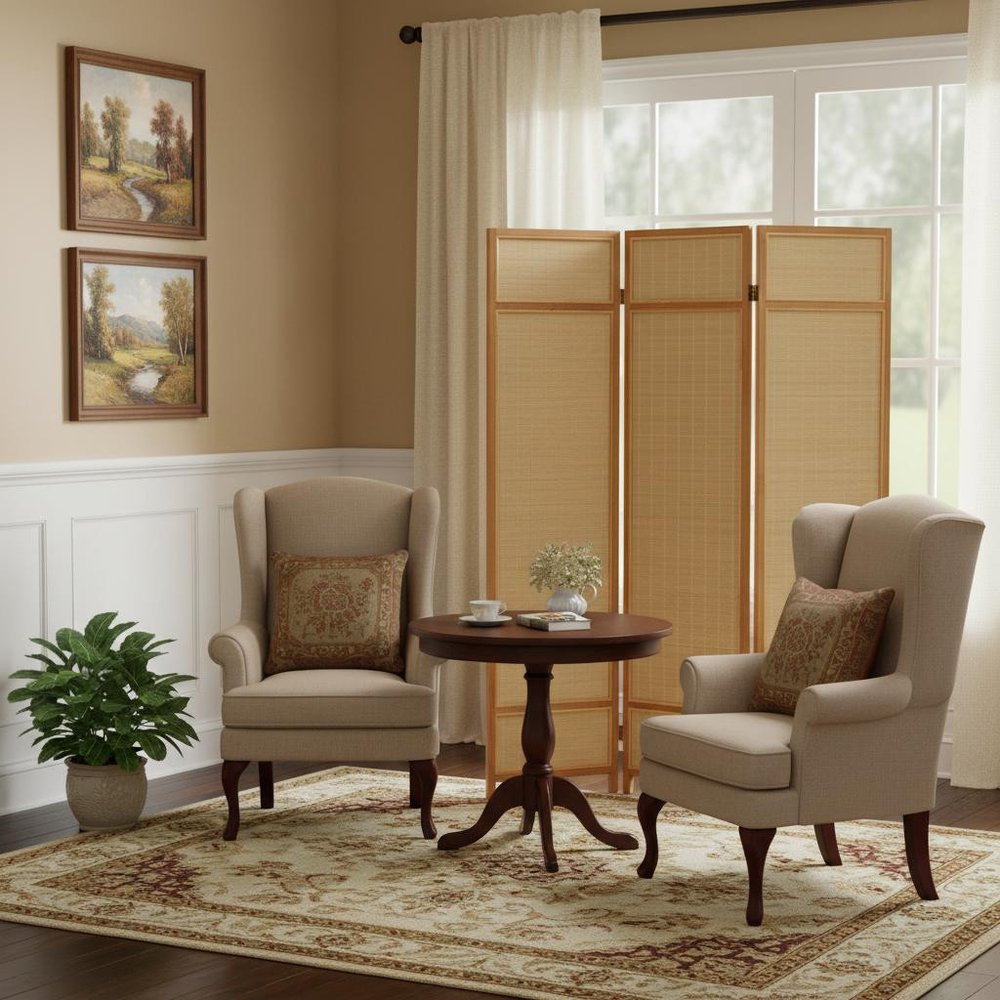 72" Brown Bamboo Panel Screen Room Divider