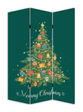 72" Green Folding Three Panel Screen Room Divider