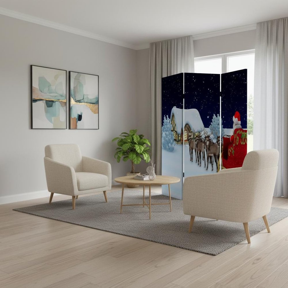 72" Green Folding Three Panel Screen Room Divider