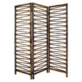 72" Brown Folding Three Panel Screen Room Divider