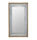 84" Gray And Brown Galvanized Metal and Wood Framed Leaning Accent Mirror on a white background