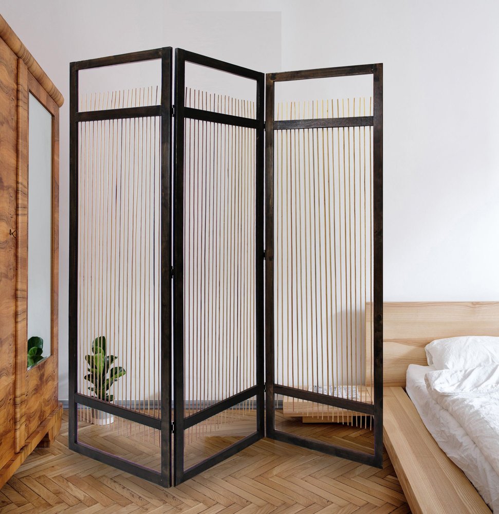 72" Brown Willow Panel Screen Room Divider