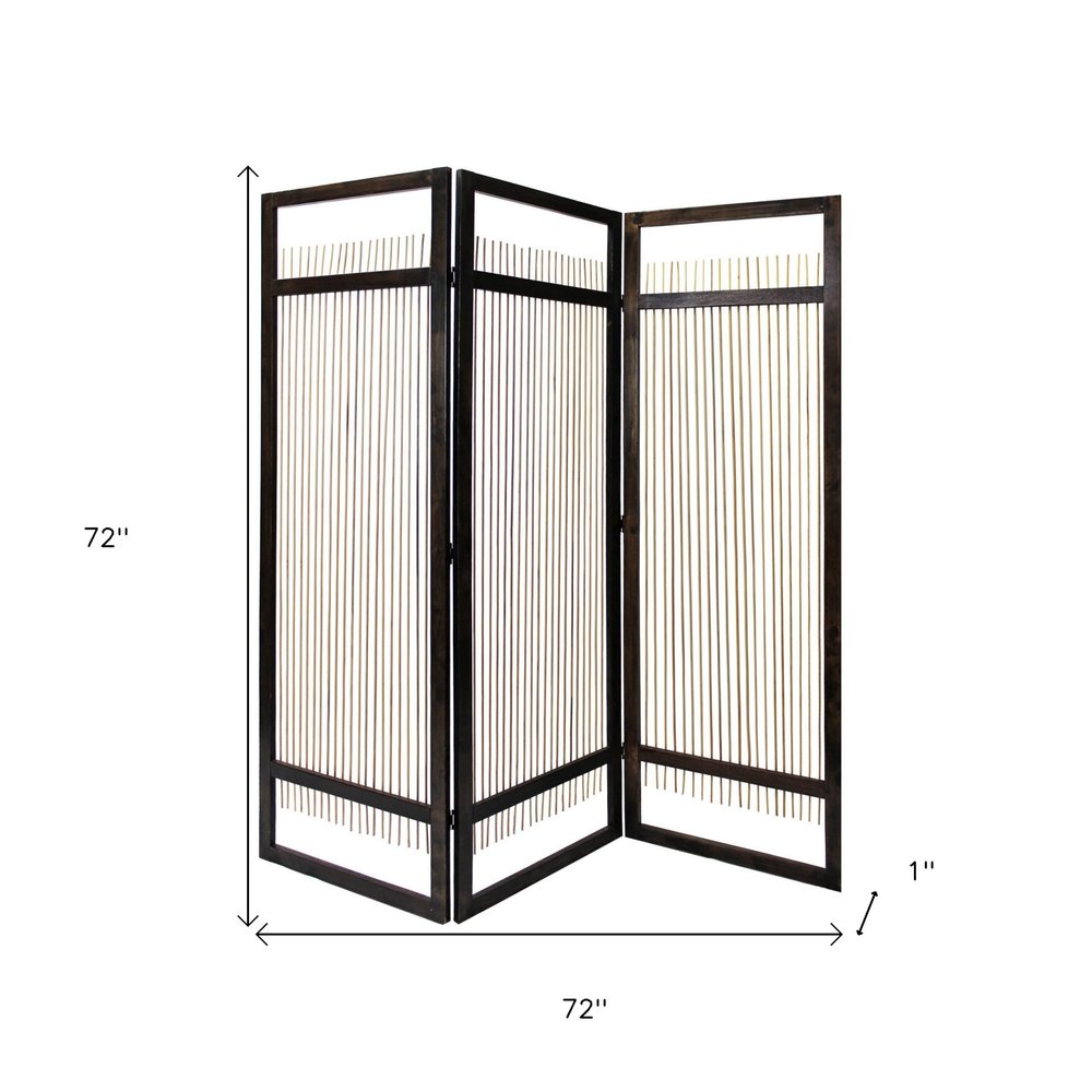 72" Brown Willow Panel Screen Room Divider