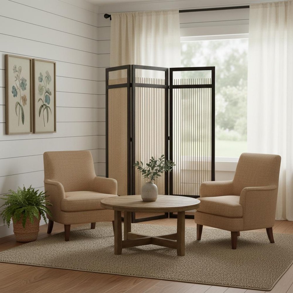 72" Brown Willow Panel Screen Room Divider