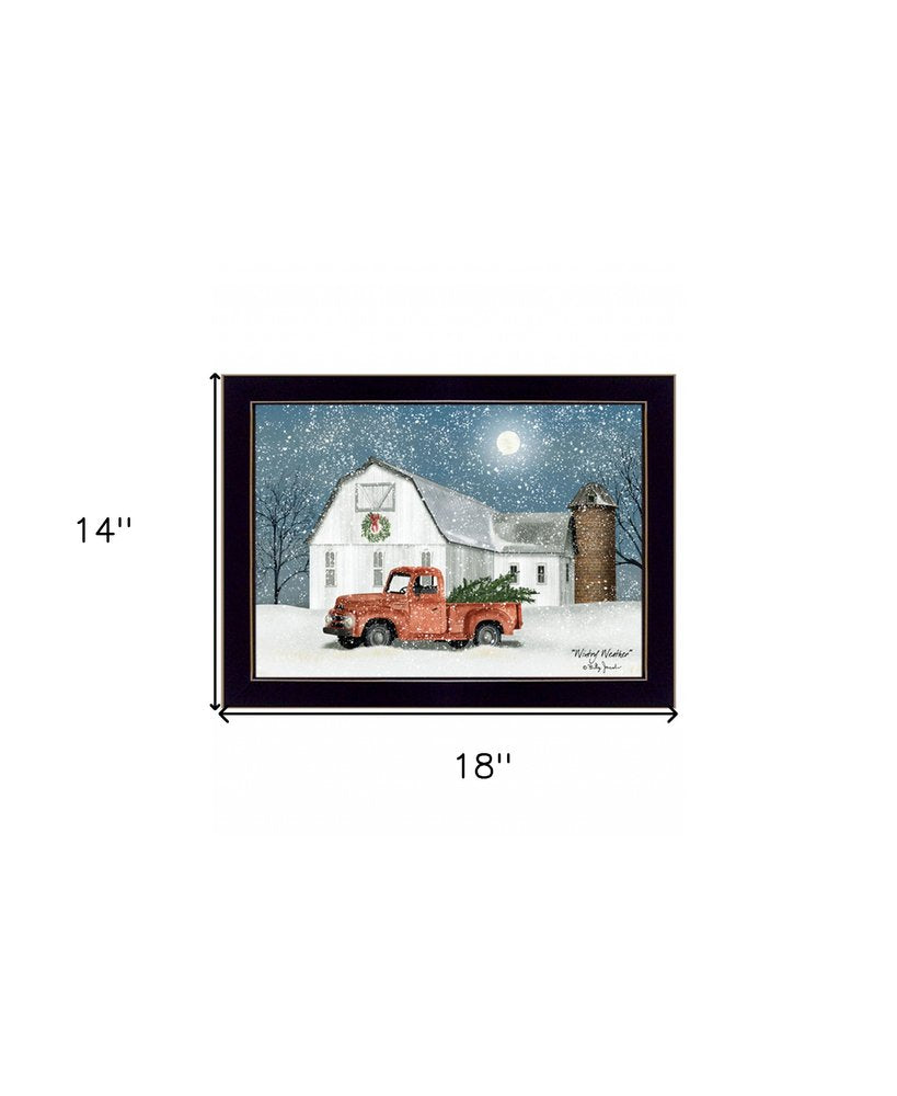 Wintry Weather 1 Black Framed Print Wall Art on a white background