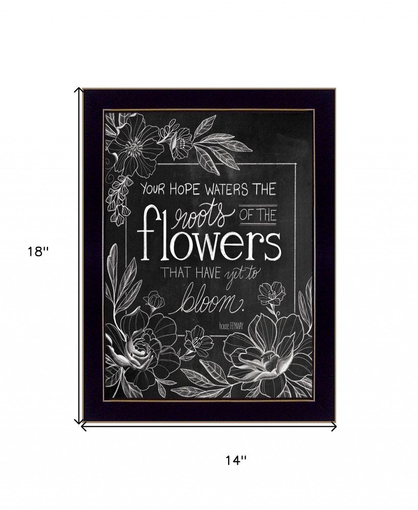 Yet to Bloom 4 Black Framed Print Wall Art on a white background