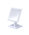 9" White Wood Square Freestanding Framed Makeup Shaving Tabletop Mirror on a white background