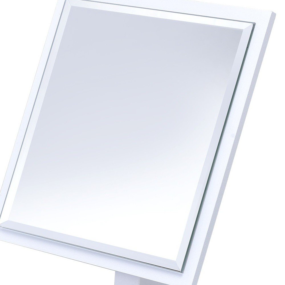 9" White Wood Square Freestanding Framed Makeup Shaving Tabletop Mirror on a white background