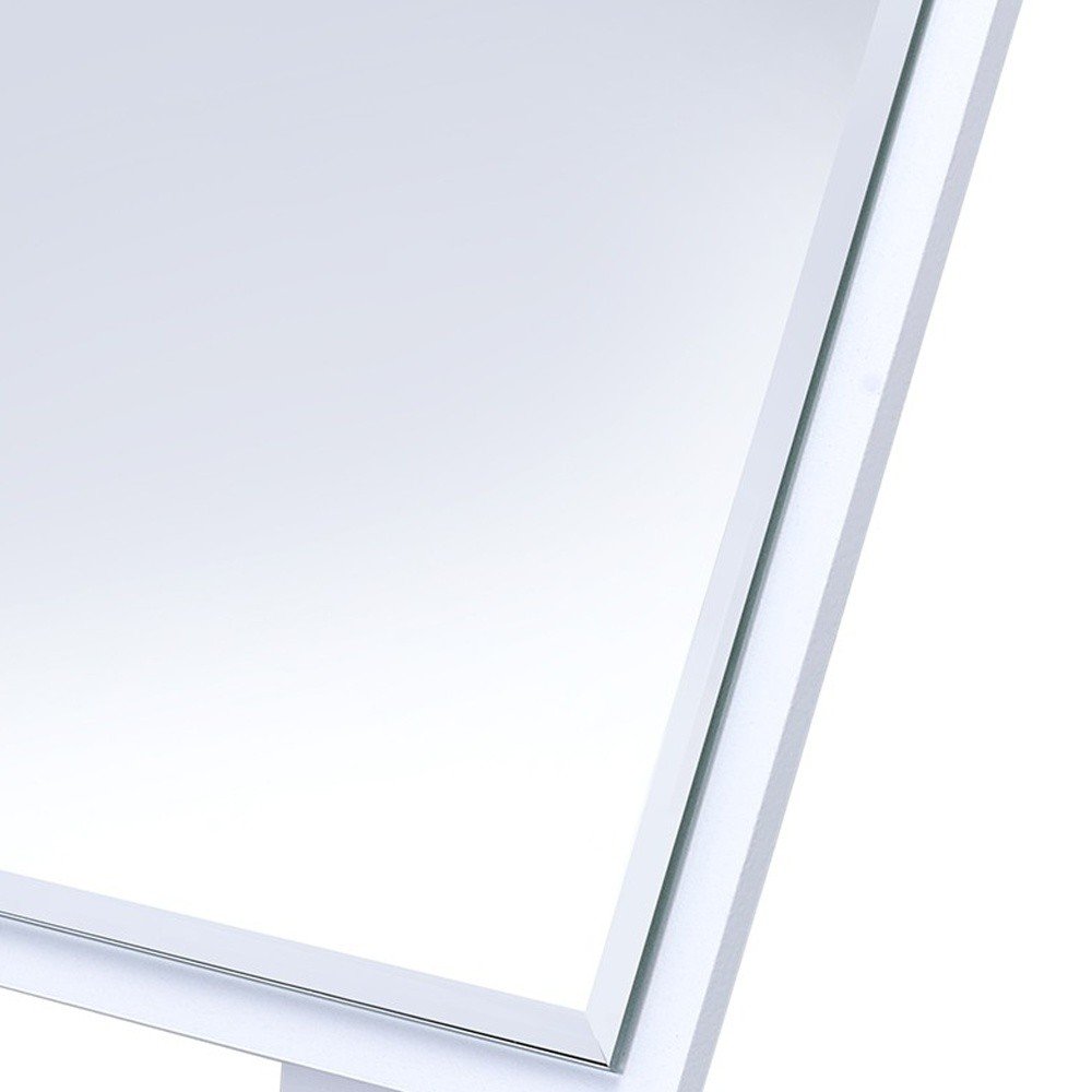 9" White Wood Square Freestanding Framed Makeup Shaving Tabletop Mirror