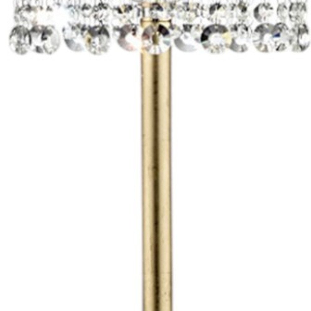 65" Gold And White Novelty Floor Lamp With White Fabric Drum Shade