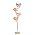 73" Gold Four Light Floral Floor Lamp With Pink Glass Shades on a white background